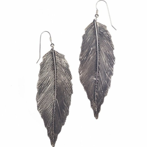 Sterling Native American Inspired Wide Feather Pie - Picture 1 of 4